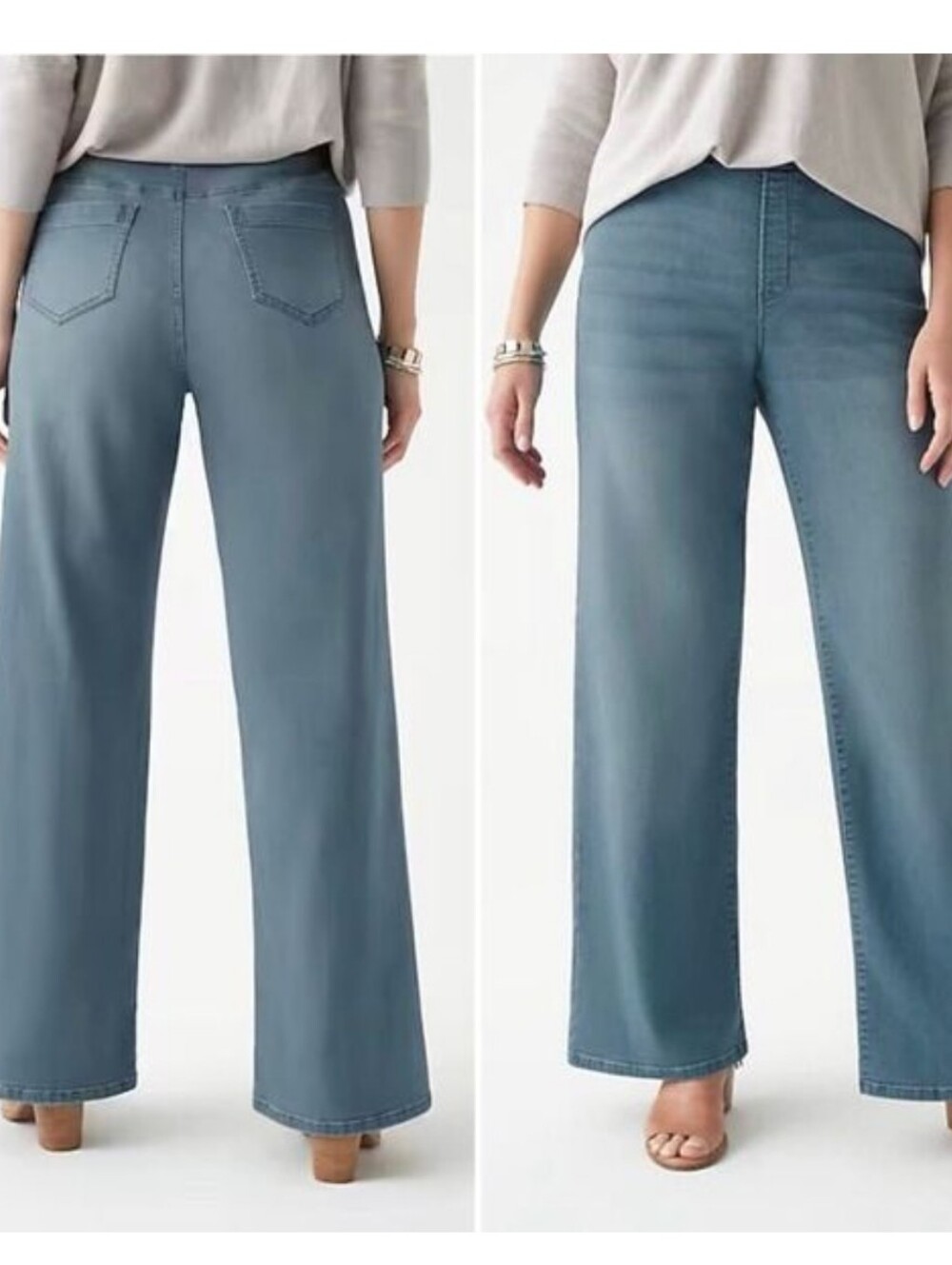 J. Jill Pure Denim Soft Wide-Leg Lake Vaughan Wash Pull-On Jeans Size Xsmall